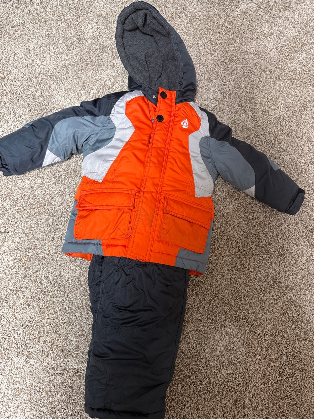 London Fog Kids Orange and Gray Hooded Winter Jacket